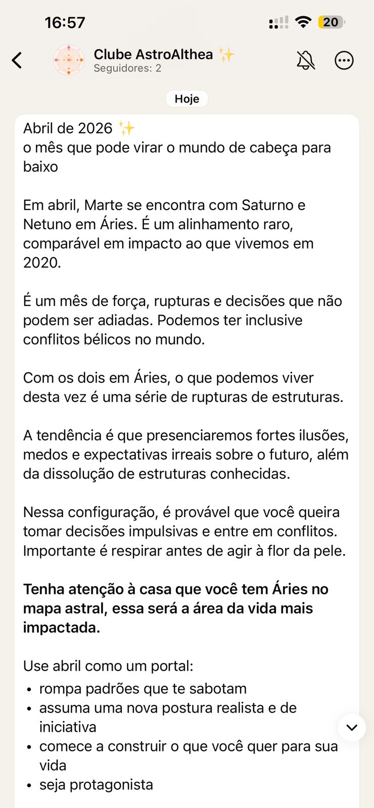 Conteúdo do Clube AstroAlthea